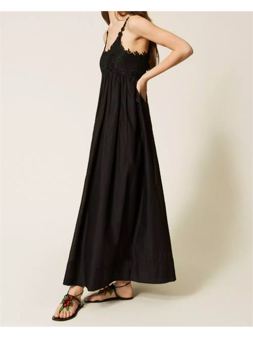 MUSLIN LONG DRESS TWIN SET | 261TT214000006 NERO